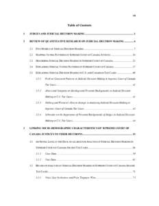 vii  Table of Contents 1  JUDGES AND JUDICIAL DECISION MAKING .......................................................................... 1