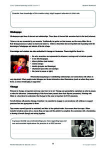 20407 Cultural diversity in ECE Version 4  Student Workbook Consider how knowledge of the creation story might support educators in their role.