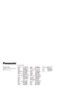[Countries and Regions] Panasonic Corporation AVC Networks Company 2-15 Matsuba-cho, Kadoma, OsakaJapan http://pro-av.panasonic.net/