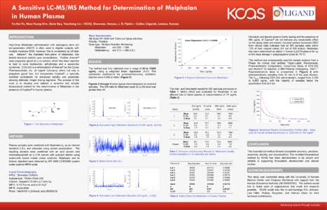 A Sensitive LC-MS/MS Method for Determination of Melphalan in Human Plasma Yu-Hui Fu, Moo-Young Kim, Gene Ray, Yansheng Liu – KCAS, Shawnee, Kansas; J. D. Pipkin – CyDex (Ligand), Lenexa, Kansas RESULTS