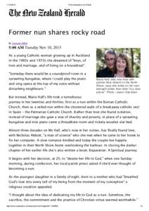 Print nzherald.co.nz Article Former nun shares rocky road By Corazon Miller