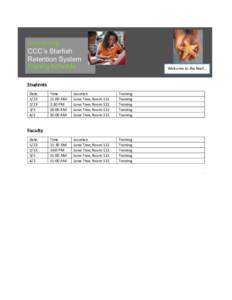 introducing Students CCC’s Starfish Retention System Training Schedule