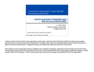 Event-Driven Applications: Costs, Benefits and Design Approaches Gartner Application Integration and