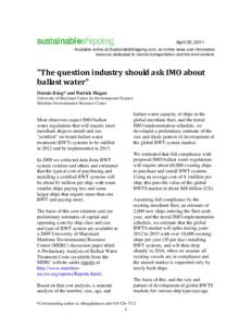 Emerging Ballast Water Treatment Markets: