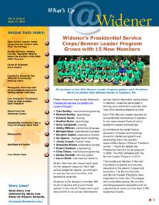 What’s Up Vol. 8, Issue 2 Sept. 11, 2013 INSIDE THIS ISSUE: High School Leader Helps