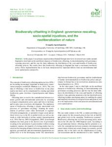 Web Ecol., 16, 67–71, 2016 www.web-ecol.netdoi:we © Author(sCC Attribution 3.0 License.  Biodiversity offsetting in England: governance rescaling,