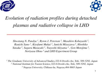 Evolution of radiation profiles during detached plasmas and radiative collapse in LHD