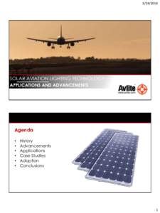 SOLAR AVIATION LIGHTING TECHNOLOGY APPLICATIONS AND ADVANCEMENTS  Agenda
