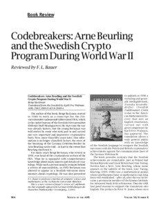 Book Review  Codebreakers: Arne Beurling