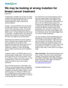 We may be looking at wrong mutation for breast cancer treatment