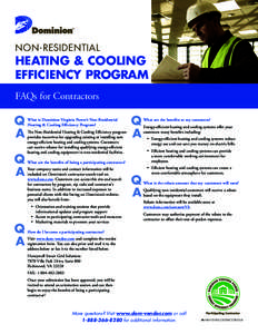 NON-RESIDENTIAL  HEATING & COOLING EFFICIENCY PROGRAM FAQs for Contractors