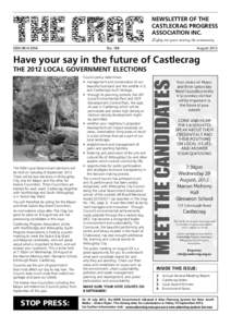 NEWSLETTER OF THE CASTLECRAG PROGRESS ASSOCIATION INC. Eighty six years serving the community ISSN