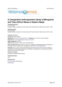 Article ID: WMC003512  ISSNA Comparative Anthropometric Study of Mongoloid and Tharu Ethnic Races in Eastern Nepal