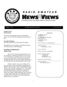 RADIO AMATEUR The Official Journal of the Radio Amateurs of Northern Vermont October • 2016  Vol. 26 • No. 10