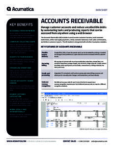 DATA SHEET  KEY BENEFITS ACCESSIBLE FROM ANYWHERE Access 100% of your accounts receivable features from anywhere