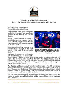 Family just amateur singers, but Cubs’ honors for Donahue definitely on-key