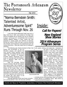 The Portsmouth Athenæum Newsletter Fall, 2014 