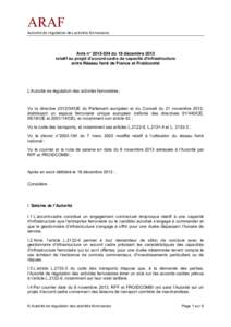 ARAF Autorité de régulation des activités ferroviaires Avis n° du 18 décembre 2013 relatif  au  projet  d’accord-cadre  de  capacité  d’infrastructure entre Réseau ferré de France et Froidcombi