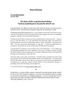 Microsoft Word - Long Bay Conde Nast News Release.docx