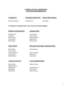COFFEE COUNTY COMMITTEES (UPDATED SEPTEMBER[removed]CHAIRMAN  CHAIRMAN PRO TEM