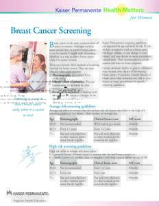Kaiser Permanente Health Matters for Women Breast Cancer Screening B
