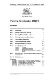Planning Administration Billexposure draft  New South Wales Planning Administration Bill 2013 Contents