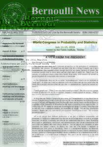 Vol.	23	(1),	May	2016	 Contents News	from	the	Bernoulli	 Society	 p.	2