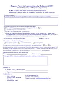 Request for Incorporation by Reference Form