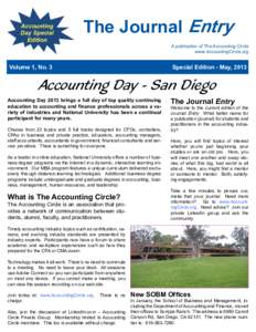 Accounting Day Special Edition The Journal Entry A publication of The Accounting Circle