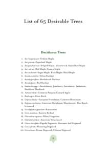 List of 65 Desirable Trees  Deciduous Trees 1.	 Acer buergerianum—Trident Maple