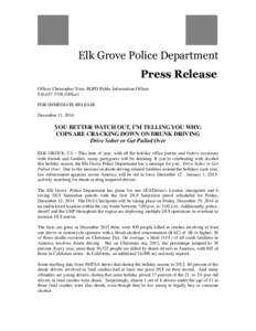 EGPD Press Release - STEP December DUI Crackdown 2014