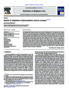 Biochimica et Biophysica Acta[removed]–886  Contents lists available at ScienceDirect Biochimica et Biophysica Acta j o u r n a l h o m e p a g e : w w w. e l s e v i e r. c o m / l o c a t e / b b a b i o