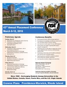 43rd Annual Placement Conference March 8-12, 2016 Preliminary Agenda Conference Benefits