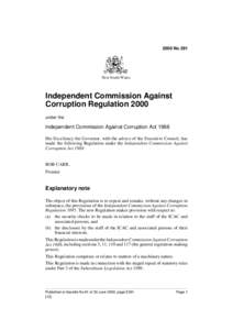 2000 No 291  New South Wales Independent Commission Against Corruption Regulation 2000