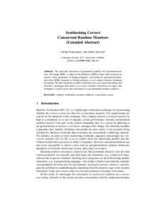 Synthesising Correct Concurrent Runtime Monitors (Extended Abstract) Adrian Francalanza1 and Aldrin Seychell1 Computer Science, ICT, University of Malta. {afra1,asey0001}@um.edu.mt