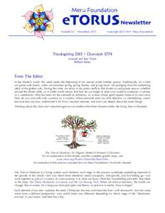 Number 61 – NovemberCopyright 2013 SNT / Meru Foundation ThanksgivingChanukah 5774 Levanah and Stan Tenen