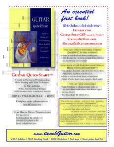 An essential first book! Web Orders (click links here): Elderly.com Guitar Solo GSP (search for “Disler”) StringsByMail.com