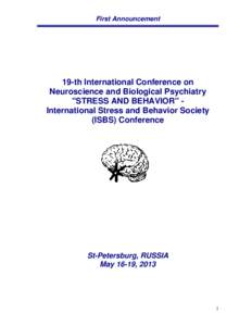 First Announcement  19-th International Conference on Neuroscience and Biological Psychiatry 
