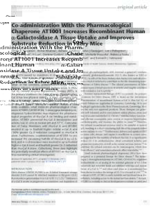 Co-administration With the Pharmacological Chaperone AT1001 Increases Recombinant Human α-Galactosidase A Tissue Uptake and Im