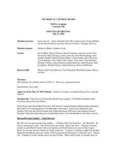NH MEDICAL CONTROL BOARD NH Fire Academy Concord, NH MINUTES OF MEETING July 17, 2014