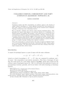 Theory and Applications of Categories, Vol. 18, No. 19, 2007, pp. 602–630.  COLLARED COSPANS, COHOMOTOPY AND TQFT (COSPANS IN ALGEBRAIC TOPOLOGY, II) MARCO GRANDIS Abstract.