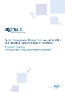 network for excellence in mathematics and statistics support Senior Management Perspectives on Mathematics and Statistics Support in Higher Education A research report by