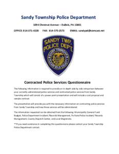 Sandy Township Police Department 1094 Chestnut Avenue – DuBois, PAOFFICE: FAX: 