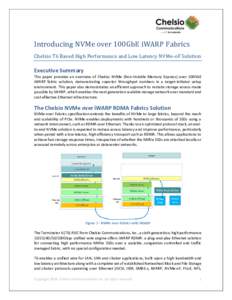 Introducing NVMe over 100GbE iWARP Fabrics
