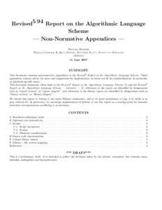 Revised5.94 Report on the Algorithmic Language Scheme — Non-Normative Appendices — MICHAEL SPERBER WILLIAM CLINGER, R. KENT DYBVIG, MATTHEW FLATT, ANTON (Editors)