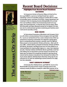 Volume 4, Issue 1 Fall 2010 Recent Board Decisions Highlights from Recent Board Decisions BANNERING
