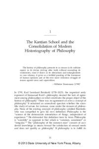 1  The Kantian School and the Consolidation of Modern Historiography of Philosophy