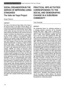 (Re)constructing Communities Design Participation in the Face of Change  SOCIAL ORGANIZATION IN THE SERVICE OF IMPROVING LIVING STANDARDS The Valle del Yaqui Project