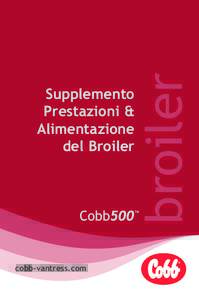 broiler  Supplemento Prestazioni & Alimentazione del Broiler