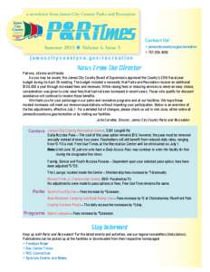 a newsletter from James City County Parks and Recreation  P&RTimes Summer 2015
